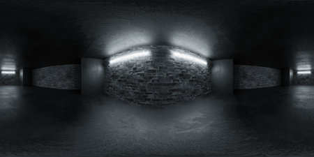 dark indutrial style room 360 panorama vr environment mapの写真素材