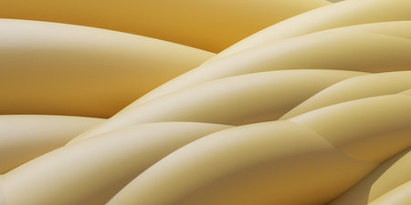 Close-up view of cream-colored twisted fibers against warm background 3d render illustrationの写真素材