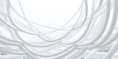 Interconnected white wires 3d render illustrationの写真素材