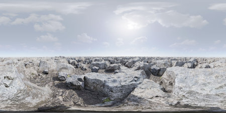 Group of rocks in middle of water 360 panorama vr environment mapの写真素材
