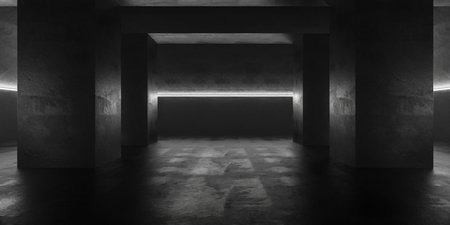 Minimalist concrete room with white light illumination 3d render illustrationの写真素材