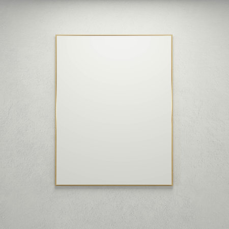 Minimalist Wall with Framed Mirrorの写真素材