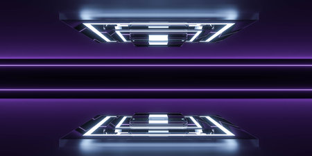 Futuristic Abstract Neon Design 3d renderの写真素材