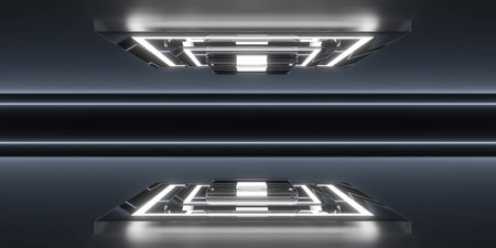 Futuristic Abstract Design with Glowing Lightsの写真素材