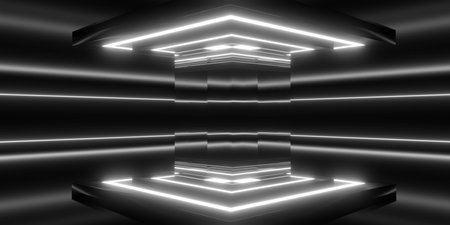 Futuristic Abstract Space with Glowing Linesの写真素材