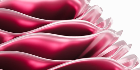 Glossy Pink Wavy Layers Abstract Designの写真素材