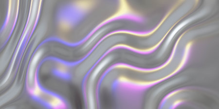 Iridescent Wavy Abstract Background 3d renderの写真素材