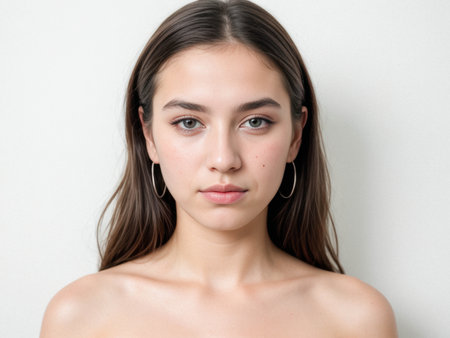 Portrait of a Young Woman with Natural Beautyの素材