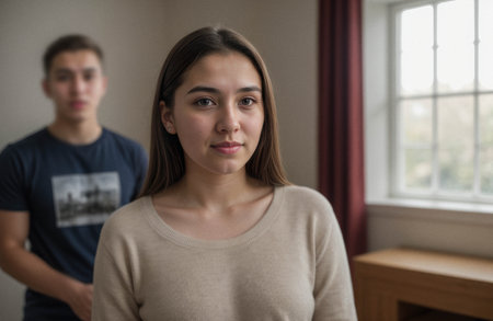 Young Woman Portrait with Blurred Backgroundの素材