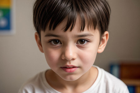 Close-Up Portrait of a Young Boyの素材