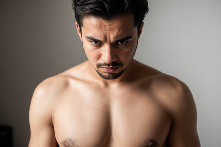 Intense Portrait of a Muscular Manの素材