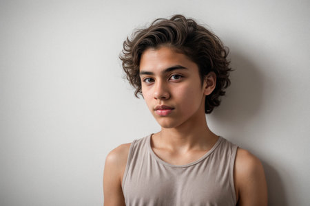 Portrait of a Young Boy with Curly Hairの素材