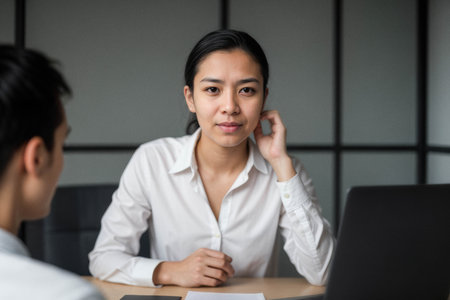 Thoughtful Young Woman in Business Meetingの素材