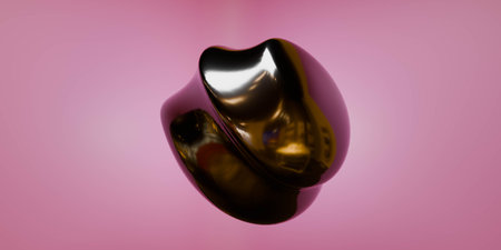 Abstract Shiny Black Object on Pink Backgroundの写真素材
