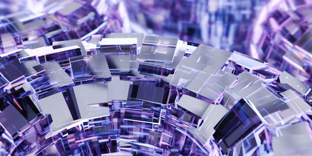 Futuristic glass-panel spiral 3d render