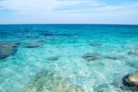 The blue sea with rocksの写真素材