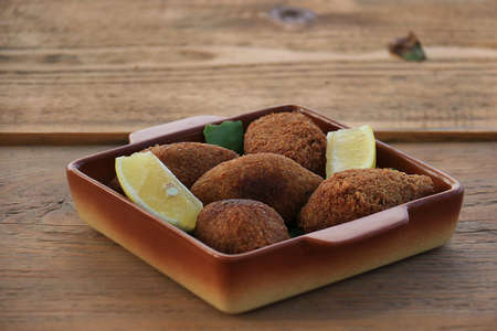 The vegan version of a traditional Lebanese dish, Kibbeh.