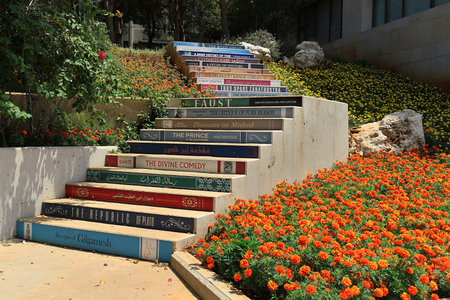 BALAMAND EL KOURA, LEBANON - AUGUST 10, 2018: The Staircase of Knowledge done by the library team at the University of Balamand.のeditorial素材