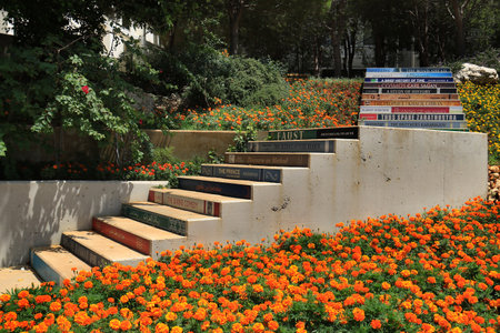 BALAMAND EL KOURA, LEBANON - AUGUST 10, 2018: The Staircase of Knowledge done by the library team at the University of Balamand.のeditorial素材