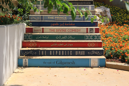BALAMAND EL KOURA, LEBANON - AUGUST 10, 2018: The Staircase of Knowledge done by the library team at the University of Balamand.のeditorial素材
