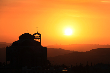 Cathedral in Lebanon during sunset.の写真素材