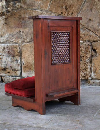 A confessional chair left outside a church in Lebanon.