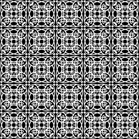 Seamless oriental pattern with Arabic ornaments. White lines on a black background.のイラスト素材