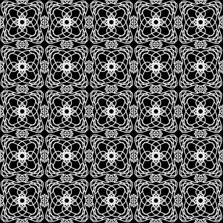 Seamless oriental pattern with Arabic ornaments. White lines on a black background.のイラスト素材