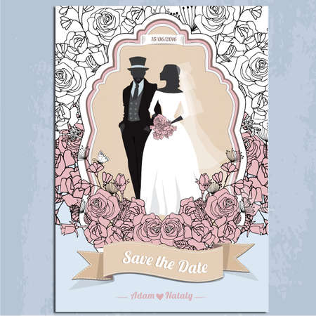 Floral Wedding invitation card Templateのイラスト素材