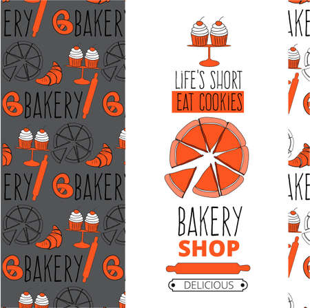 Design for bakery or baking shop with hand drawn  illustration. Hand Drawnのイラスト素材