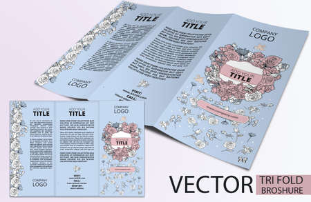 Floral Tri Fold Brochure ,  brochure or cover design, can be use for publishing, print and presentation.のイラスト素材