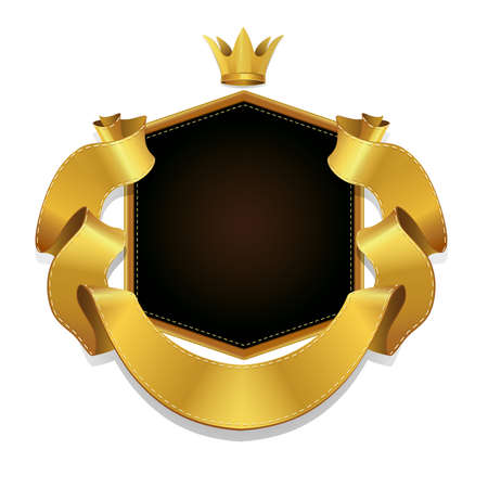 Royal, Realistic, label and gold ribbon , with stitch detailing for your design projectのイラスト素材