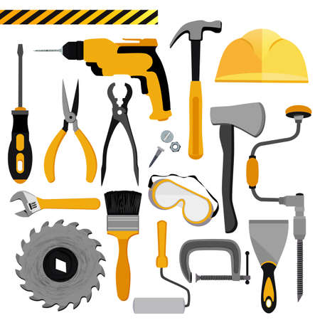 Construction tools set .のイラスト素材