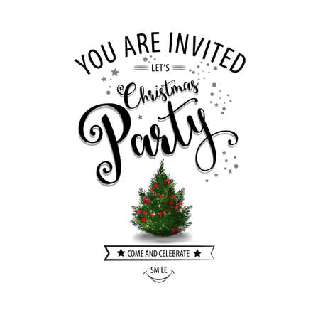 Christmas Party design template. Vector illustration. Letteringのイラスト素材