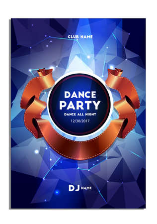 Dance Party. Poster Flyer, Polygonal Mosaic Background, Vector illustrationのイラスト素材
