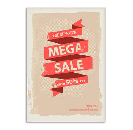 Vintage sale poster, flyer with ribbon bannerのイラスト素材