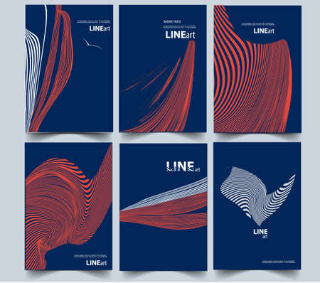 Abstract composition. Line art. a4 cover design setのイラスト素材