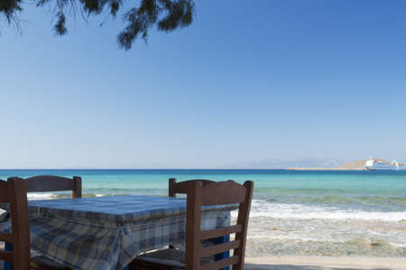 Table in the shadeの写真素材