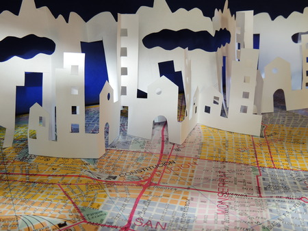 real estate concept on a city mapの写真素材