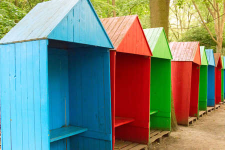 Colors booths in the jettyの写真素材