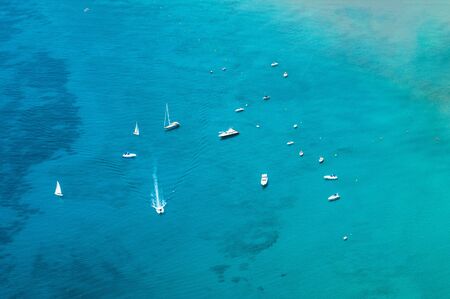Sailing boats in mediterranean seaの写真素材