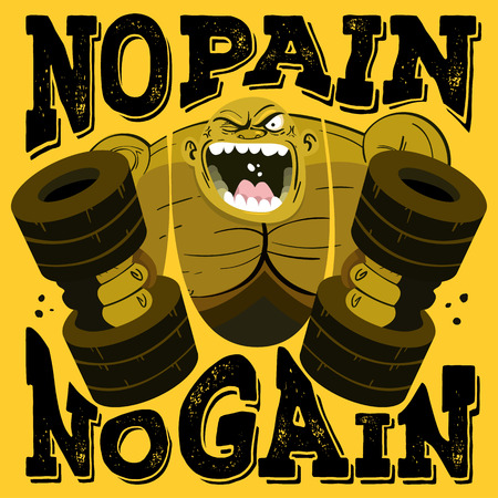 No Pain No Gain Workout Motivation Quoteのイラスト素材