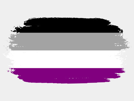 Asexual Flag painted with brush on white background. LGBT rights concept. Modern pride parades poster. vector illustrationのイラスト素材