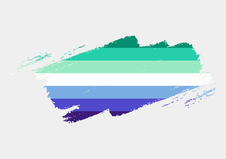 Gay Men Flag painted with brush on white background. LGBT rights concept. Modern pride parades poster. vector illustrationのイラスト素材