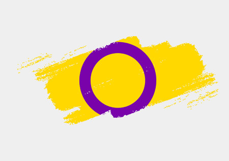 Intersex Flag painted with brush on white background. LGBT rights concept. Modern pride parades poster. vector illustrationのイラスト素材