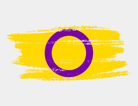 Intersex Flag painted with brush on white background. LGBT rights concept. Modern pride parades poster. vector illustrationのイラスト素材