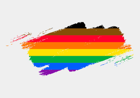 Philly Pride Flag painted with brush on white background. LGBT rights concept. Modern pride parades poster. vector illustrationのイラスト素材