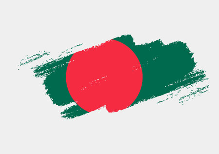 Artistic grunge brush flag of Bangladesh isolated on white background. Elegant texture of national flagのイラスト素材