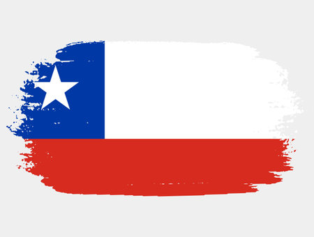Artistic grunge brush flag of Chile isolated on white background. Elegant texture of national flagのイラスト素材