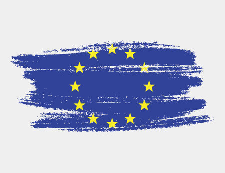 Artistic grunge brush flag of European Union isolated on white background. Elegant texture of national flagのイラスト素材